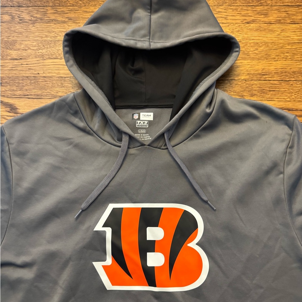 #529 CINCINNATI BENGALS NFL (TX-3 WARM) Gray  Hoodie with BENGALS LOGO on front - Picture 5 of 12